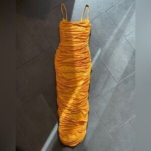 JLUXLABEL Yellow Ruched Dress JluxBasix